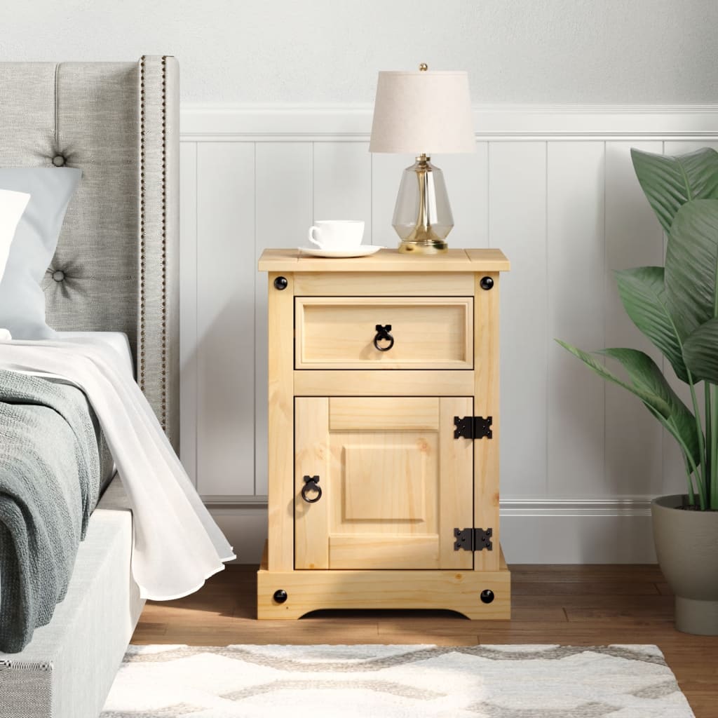 Comodino Corona 45x35x64 cm in Legno Massello di Pino | homemem39