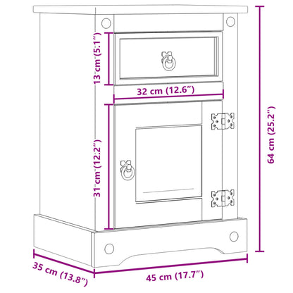 Comodino Corona 45x35x64 cm in Legno Massello di Pino | homemem39