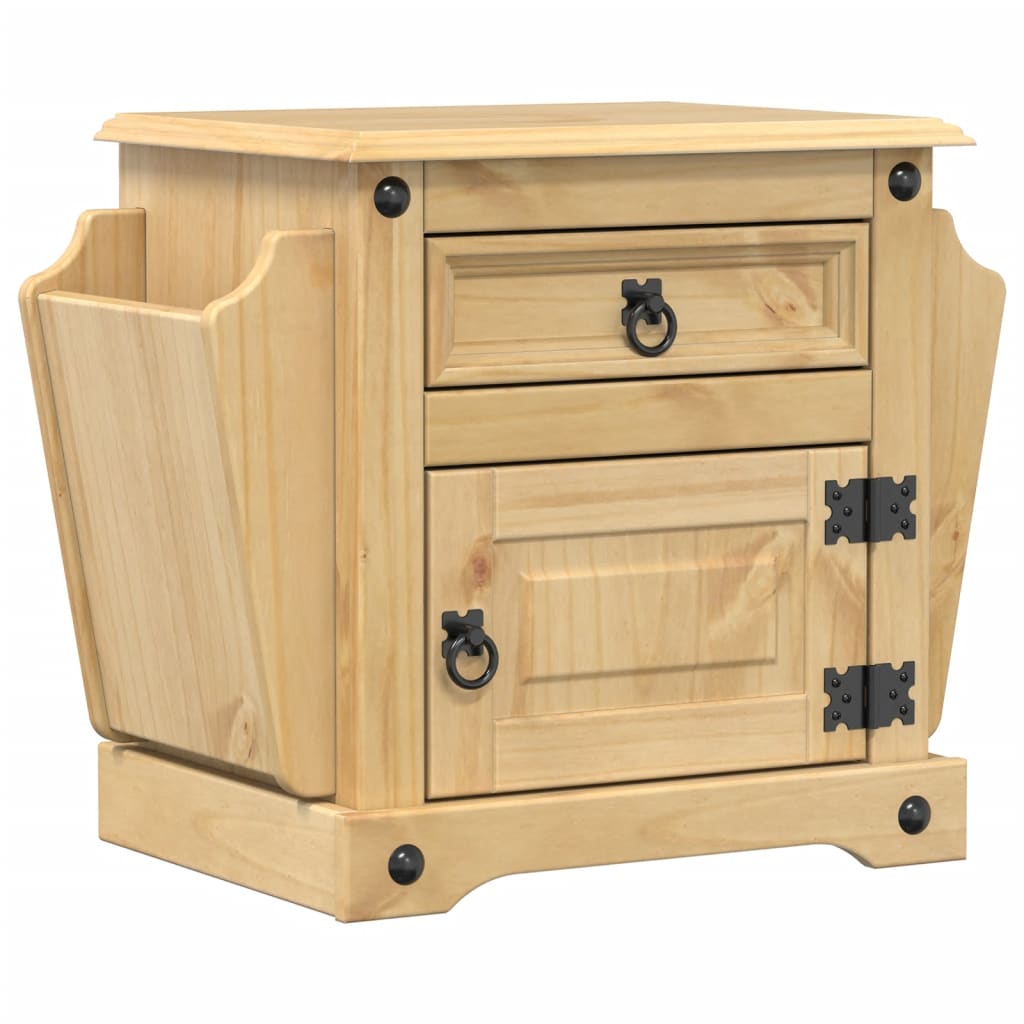 Comodino Corona 45x35x47,5 cm in Legno Massello di Pino - homemem39