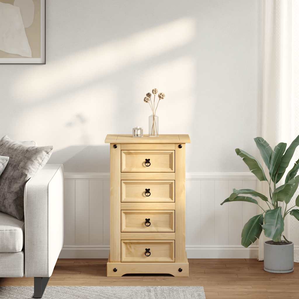 Comodino Corona 53x39x84 cm in Legno Massello di Pino | homemem39