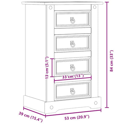 Comodino Corona 53x39x84 cm in Legno Massello di Pino | homemem39