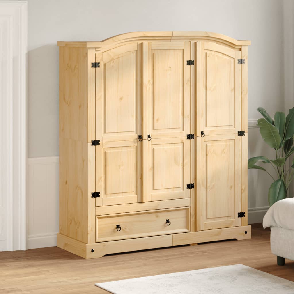Armadio Corona 151,5x52x170 cm in Legno Massello di Pino - homemem39