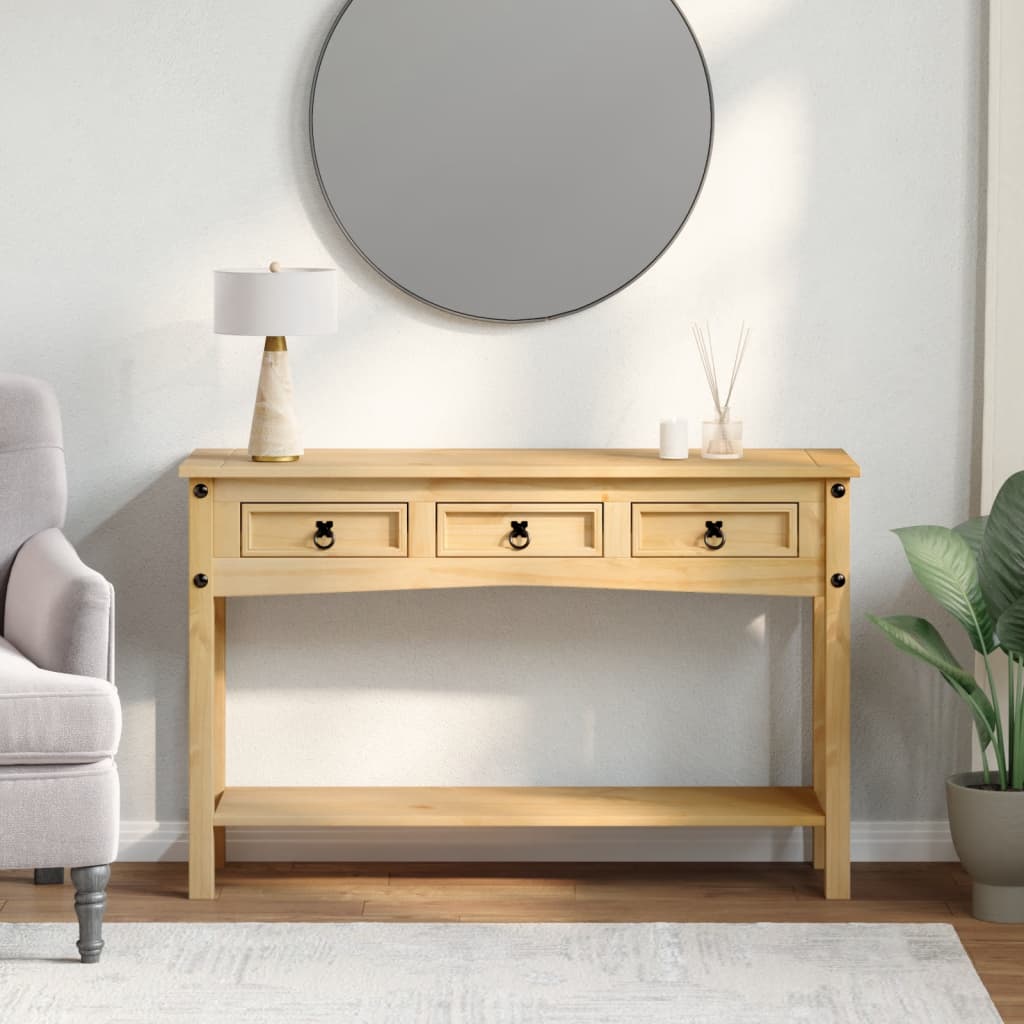 Tavolino Consolle Corona 114x34,5x73 cm Legno Massello di Pino - homemem39