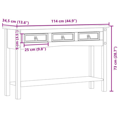 Tavolino Consolle Corona 114x34,5x73 cm Legno Massello di Pino - homemem39