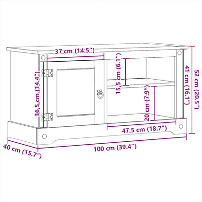 Mobile Porta TV Corona 100x40x52 cm in Legno Massello di Pino | homemem39
