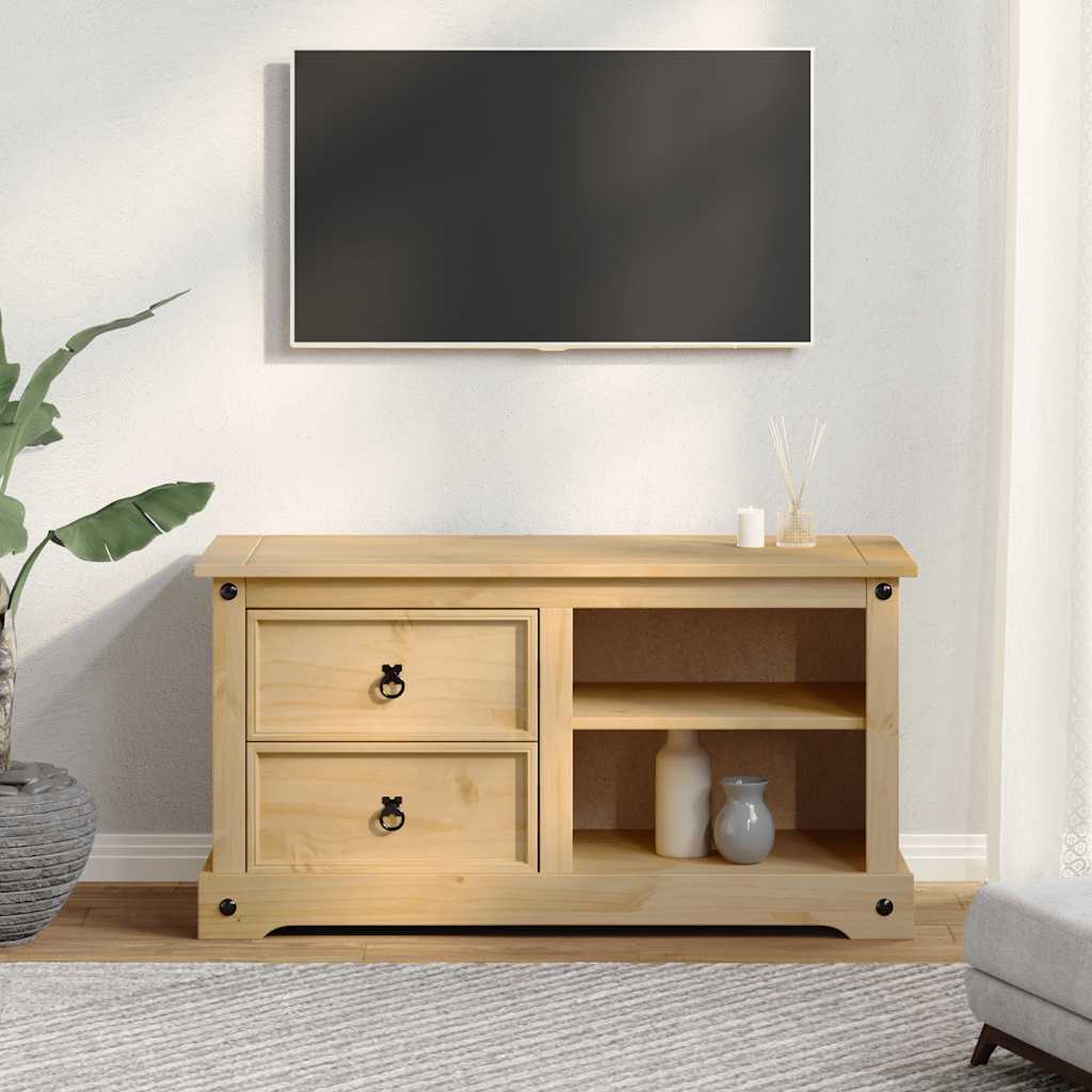 Mobile Porta TV Corona 100x40x52 cm in Legno Massello di Pino - homemem39