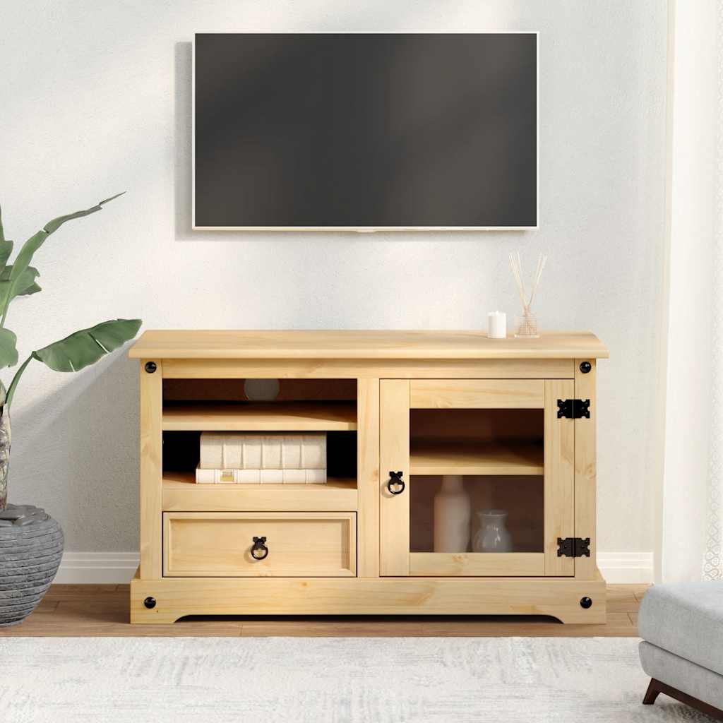 Mobile Porta TV Corona 100x45x58 cm in Legno Massello di Pino - homemem39