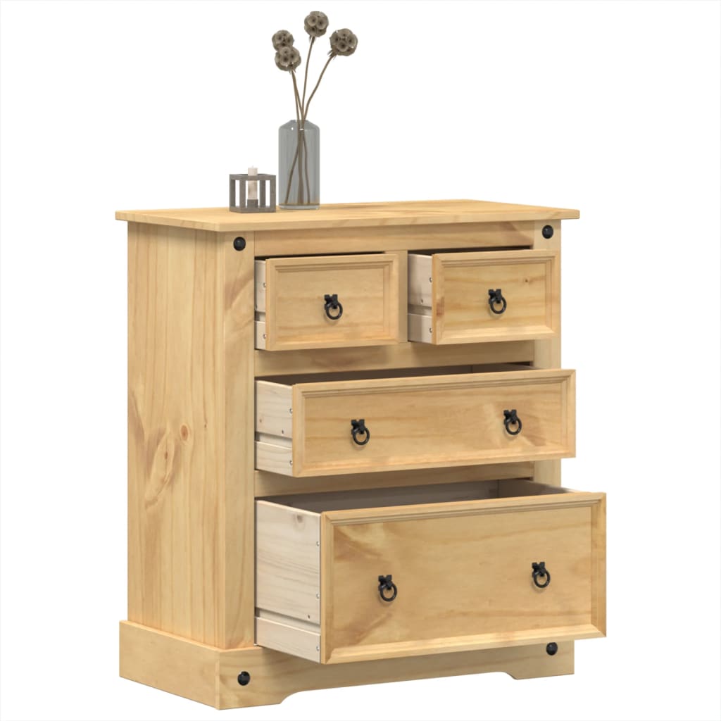 Cassettiera Corona 80x43x91 cm in Legno Massello di Pino - homemem39