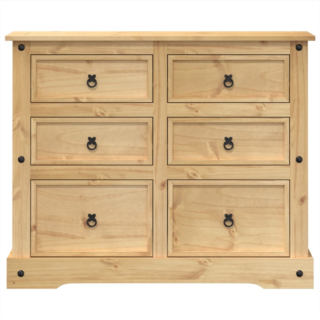 Cassettiera Corona 110x43x91 cm in Legno Massello di Pino - homemem39