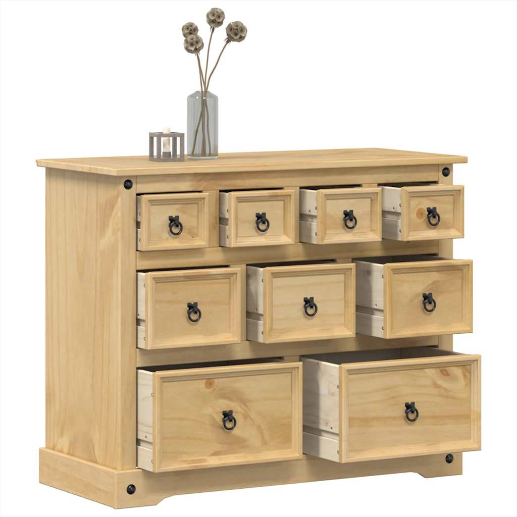 Cassettiera Corona 101x45x82 cm in Legno Massello di Pino - homemem39