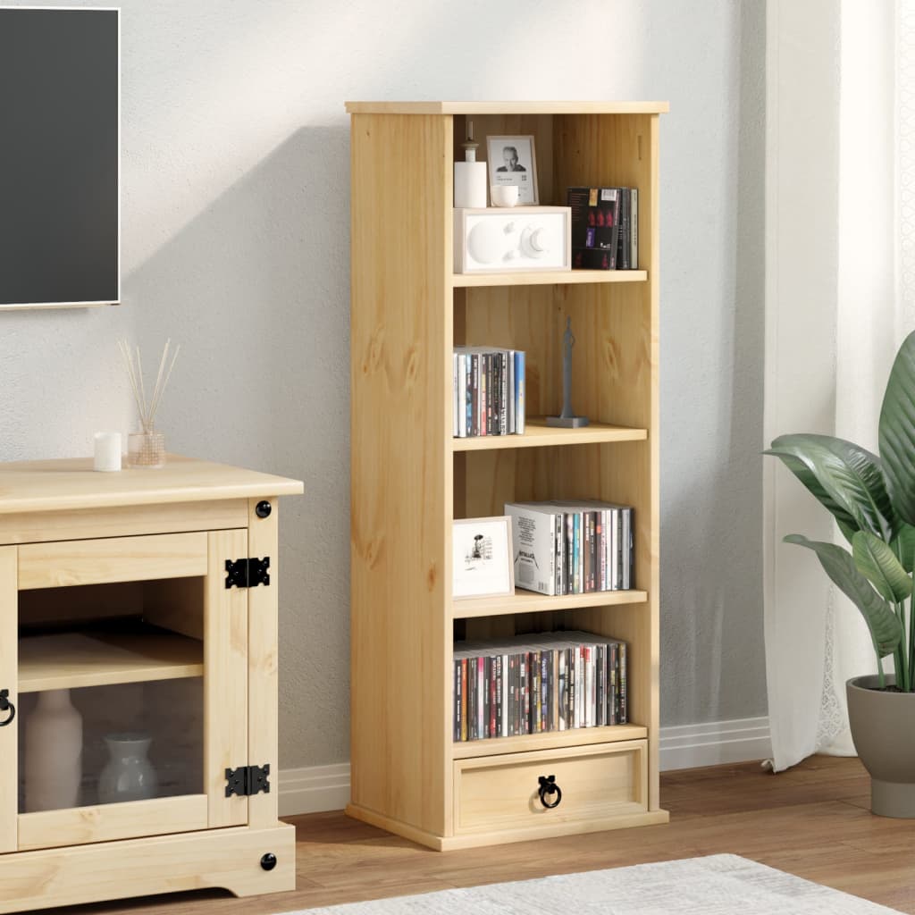 Mobile Porta CD Corona 40x30x110 cm in Legno Massello di Pino | homemem39