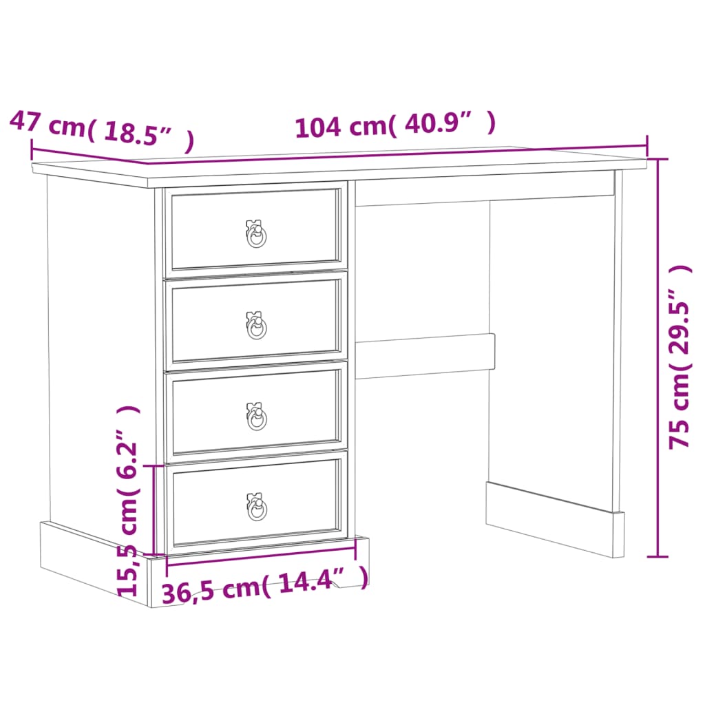 Toeletta Corona 104x47x75 cm in Legno Massello di Pino