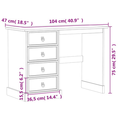 Toeletta Corona 104x47x75 cm in Legno Massello di Pino