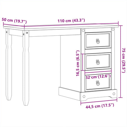 Toeletta Corona 110x47x75 cm in Legno Massello di Pino - homemem39