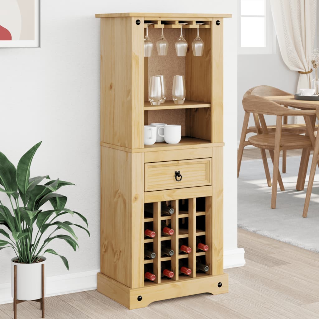 Portabottiglie Vino Corona 56x35x134,5cm Legno Massello di Pino - homemem39