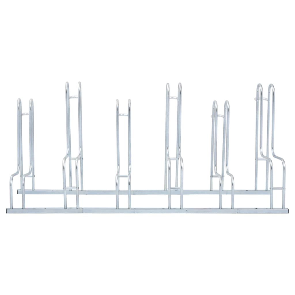 Supporto per 6 Bici da Pavimento Autoportante Acciaio Zincato
