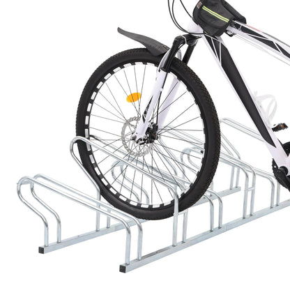 Supporto per 6 Bici da Pavimento Autoportante Acciaio Zincato - homemem39