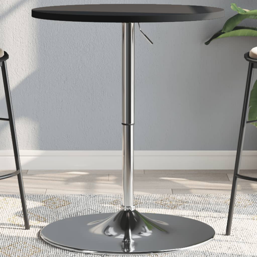 Tavolino Bar Nero 60x60x90 cm Legno Multistrato Acciaio Cromato | homemem39