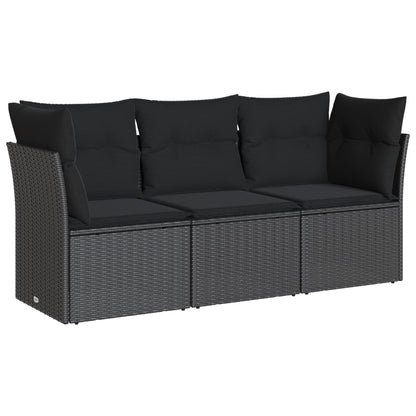 Set Divani da Giardino 3 pz con Cuscini in Polyrattan Nero | homemem39