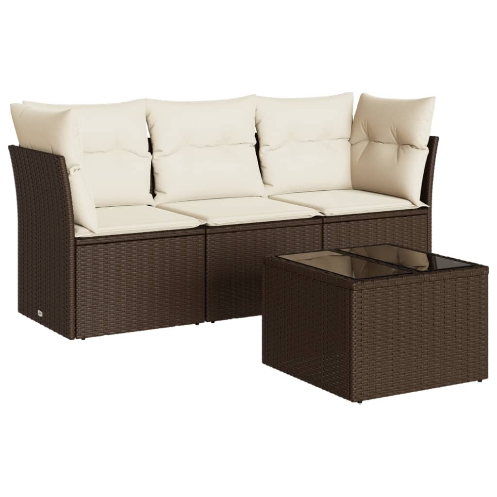 Set Divano da Giardino 4 pz con Cuscini in Polyrattan