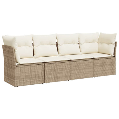 Set Divano da Giardino 4 pz con Cuscini Beige in Polyrattan | homemem39