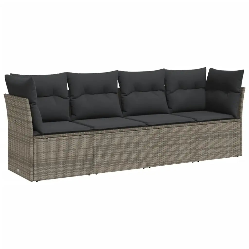 Set Divani da Giardino 4 pz con Cuscini in Polyrattan Grigio - homemem39