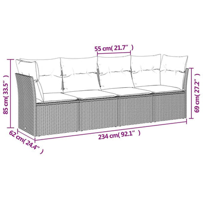 Set Divano da Giardino 4pz con Cuscini Grigio Chiaro Polyrattan - homemem39