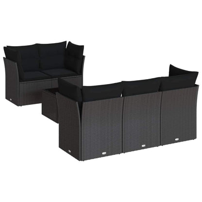 Set Divano da Giardino 6 pz con Cuscini Nero in Polyrattan - homemem39