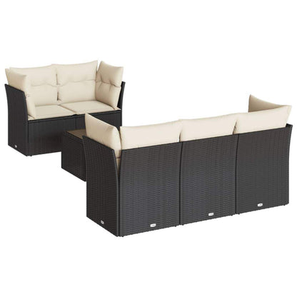 Set Divano da Giardino 6 pz con Cuscini Nero in Polyrattan - homemem39
