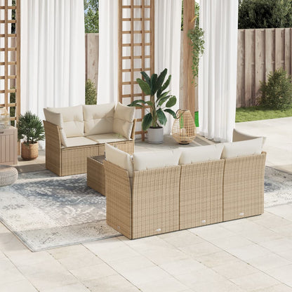 Set Divano da Giardino 6 pz con Cuscini Beige in Polyrattan | homemem39