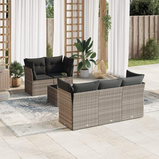 Set Divano da Giardino 6pz con Cuscini Grigio Chiaro Polyrattan - homemem39