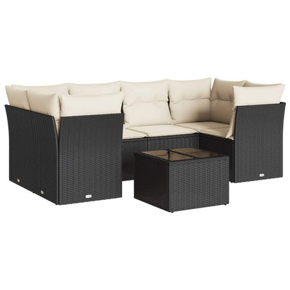 Set Divani da Giardino con Cuscini 7pz Nero Polyrattan - homemem39