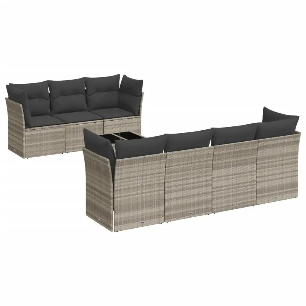 Set Divano da Giardino 8pz con Cuscini Grigio Chiaro Polyrattan - homemem39