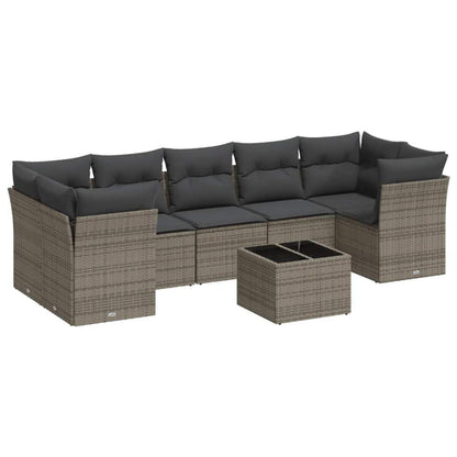 Set Divano da Giardino 8 pz con Cuscini Grigio in Polyrattan - homemem39