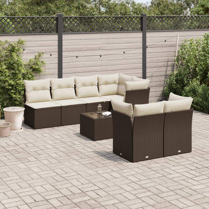 Set Divani da Giardino 8 pz con Cuscini Marrone in Polyrattan - homemem39