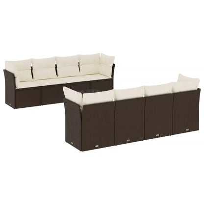 Set Divani da Giardino 9pz con Cuscini Marrone in Polyrattan - homemem39
