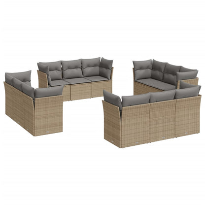 Set Divani da Giardino 12 pz con Cuscini Beige in Polyrattan | homemem39