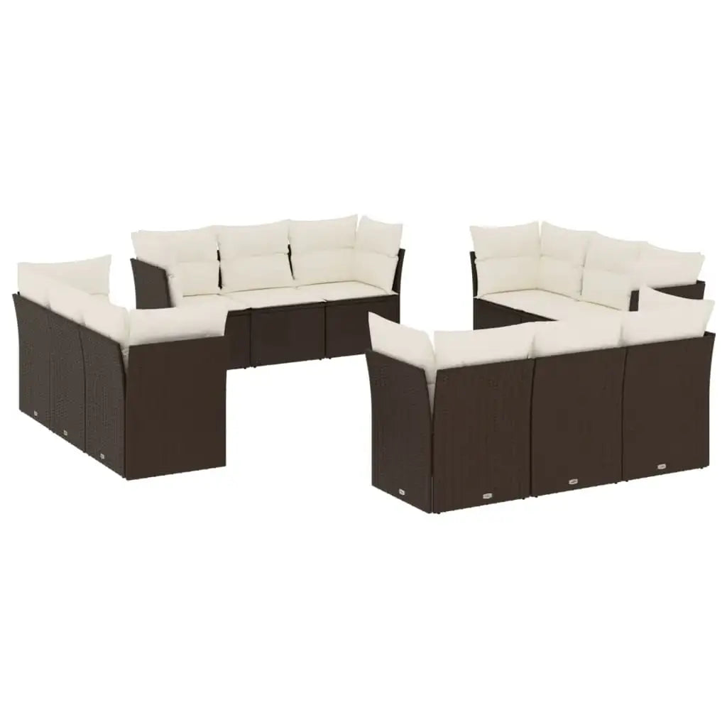 Set Divani da Giardino 12 pz con Cuscini Marrone in Polyrattan - homemem39