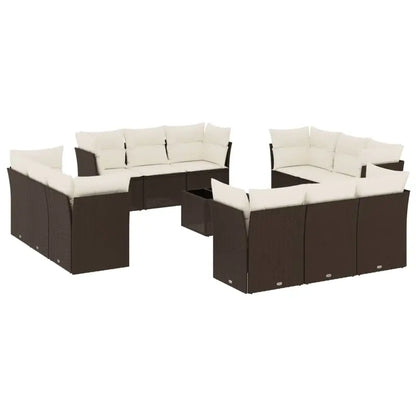 Set Divani da Giardino 13 pz con Cuscini Marrone in Polyrattan - homemem39