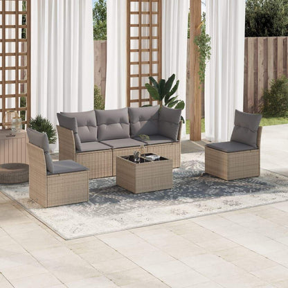 Set Divano da Giardino 6 pz con Cuscini Beige in Polyrattan - homemem39