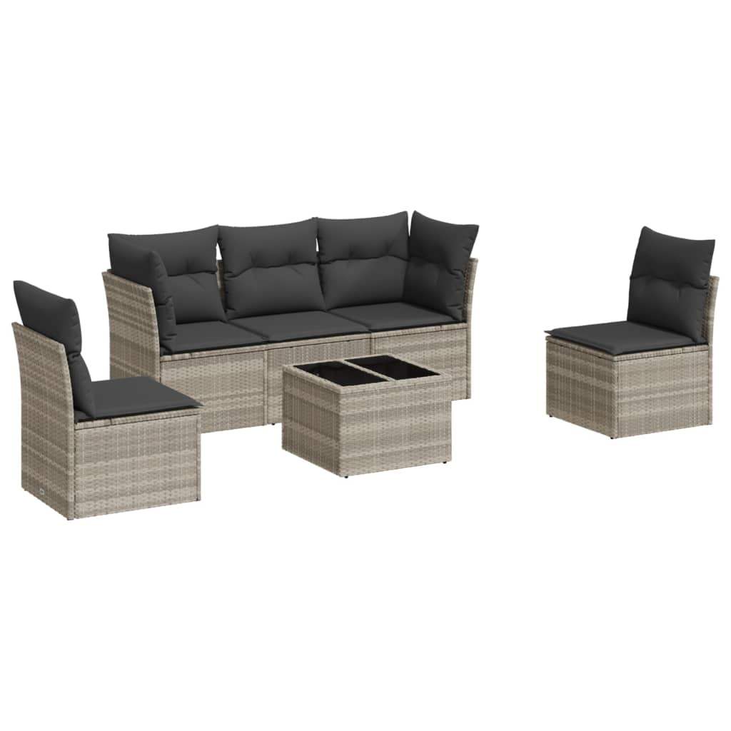Set Divano da Giardino 6pz con Cuscini Grigio Chiaro Polyrattan - homemem39