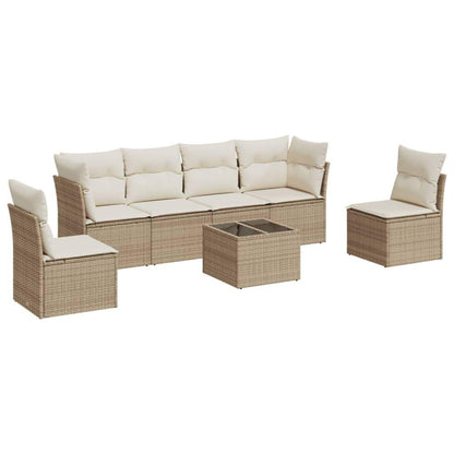Set Divani da Giardino 7 pz con Cuscini Beige in Polyrattan - homemem39