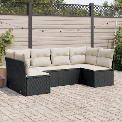 Set Divano da Giardino 6 pz con Cuscini Nero in Polyrattan | homemem39