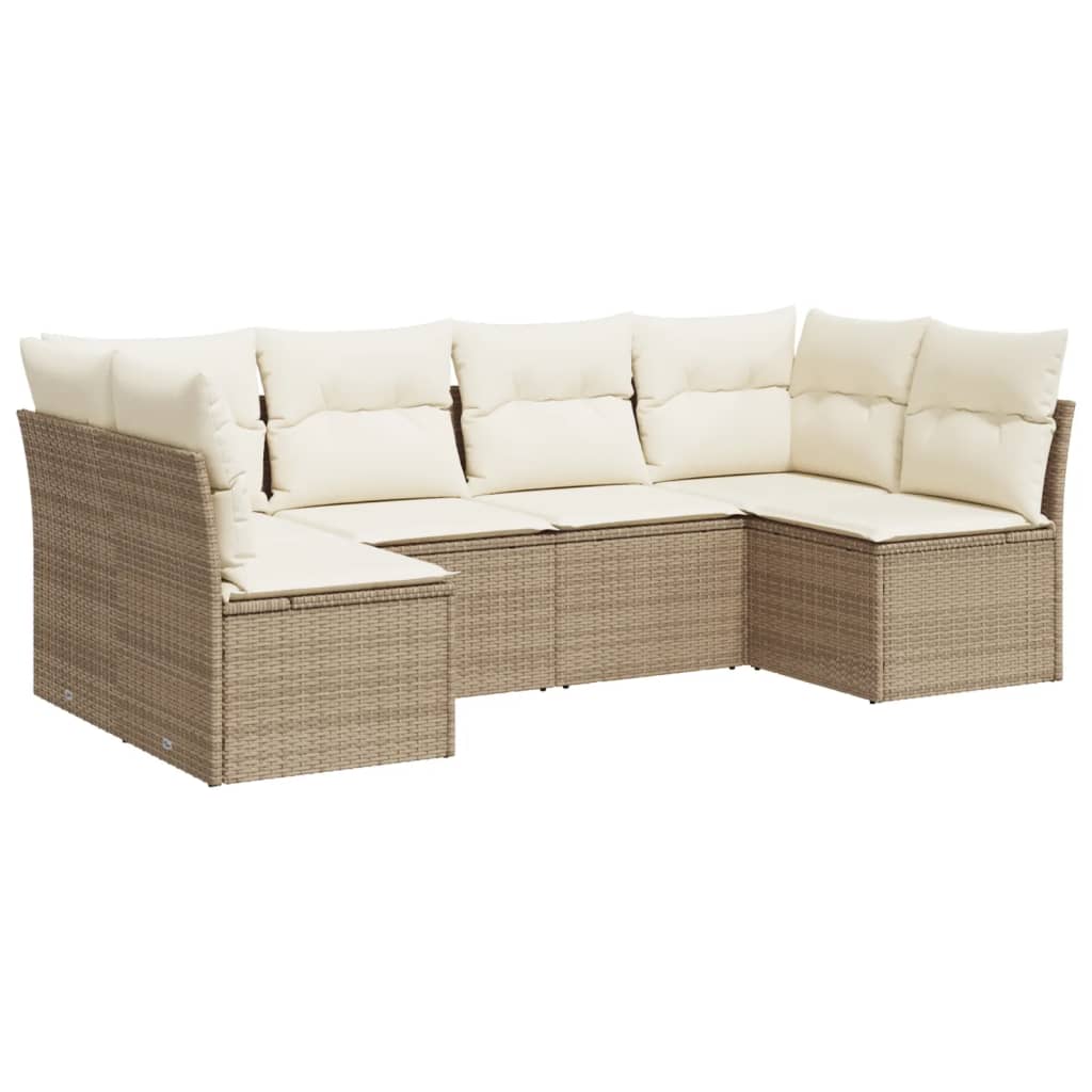 Set Divano da Giardino 6 pz con Cuscini Beige in Polyrattan | homemem39