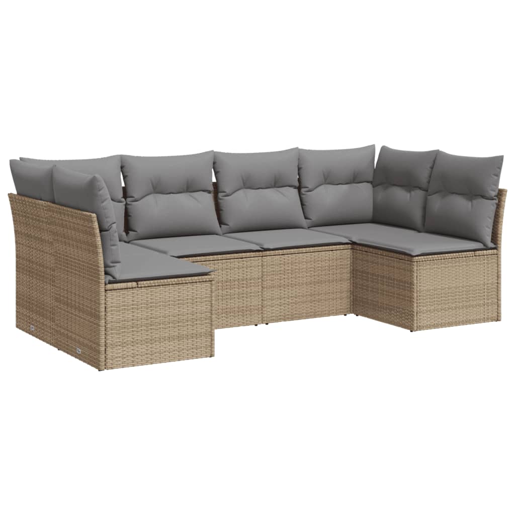 Set Divano da Giardino 6 pz con Cuscini Beige in Polyrattan | homemem39