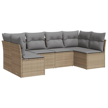 Set Divano da Giardino 6 pz con Cuscini Beige in Polyrattan | homemem39