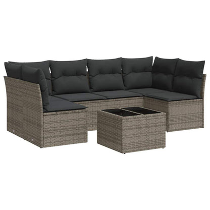 Set Divani da Giardino 7 pz con Cuscini Grigio in Polyrattan - homemem39