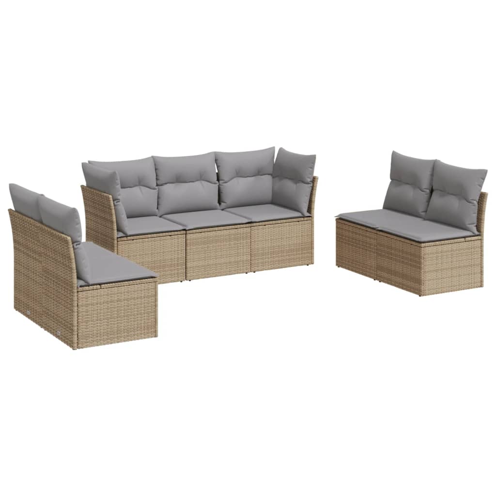 Set Divani da Giardino 7 pz con Cuscini Beige in Polyrattan | homemem39