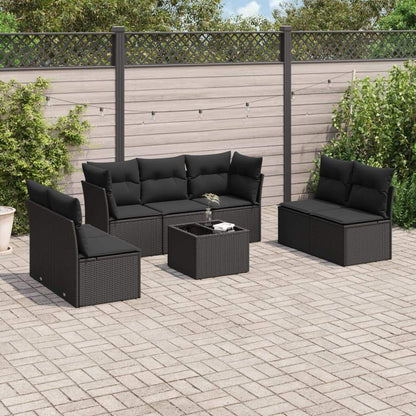 Set Divani da Giardino con Cuscini 8 pz Nero in Polyrattan - homemem39