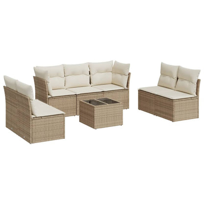 Set Divano da Giardino 8 pz con Cuscini Beige in Polyrattan | homemem39